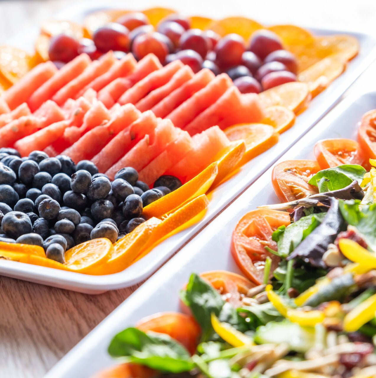 Buffet style meals served in the community kitchen start with fresh ingredients